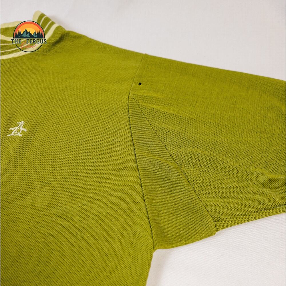 Munsingwear Grand Slam Shirt Green Penguin Logo Ringer Vintage Preppy Men Sz Lrg - Picture 11 of 16